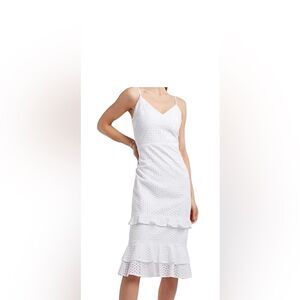 Express White‎ Eyelet Tiered Ruffle Midi Dress Size M NWT